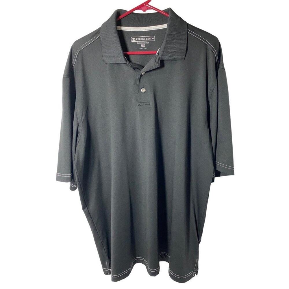 PEBBLE BEACH Performance #91870, Men’s Shirt XL Black w/ white stitching, Polo